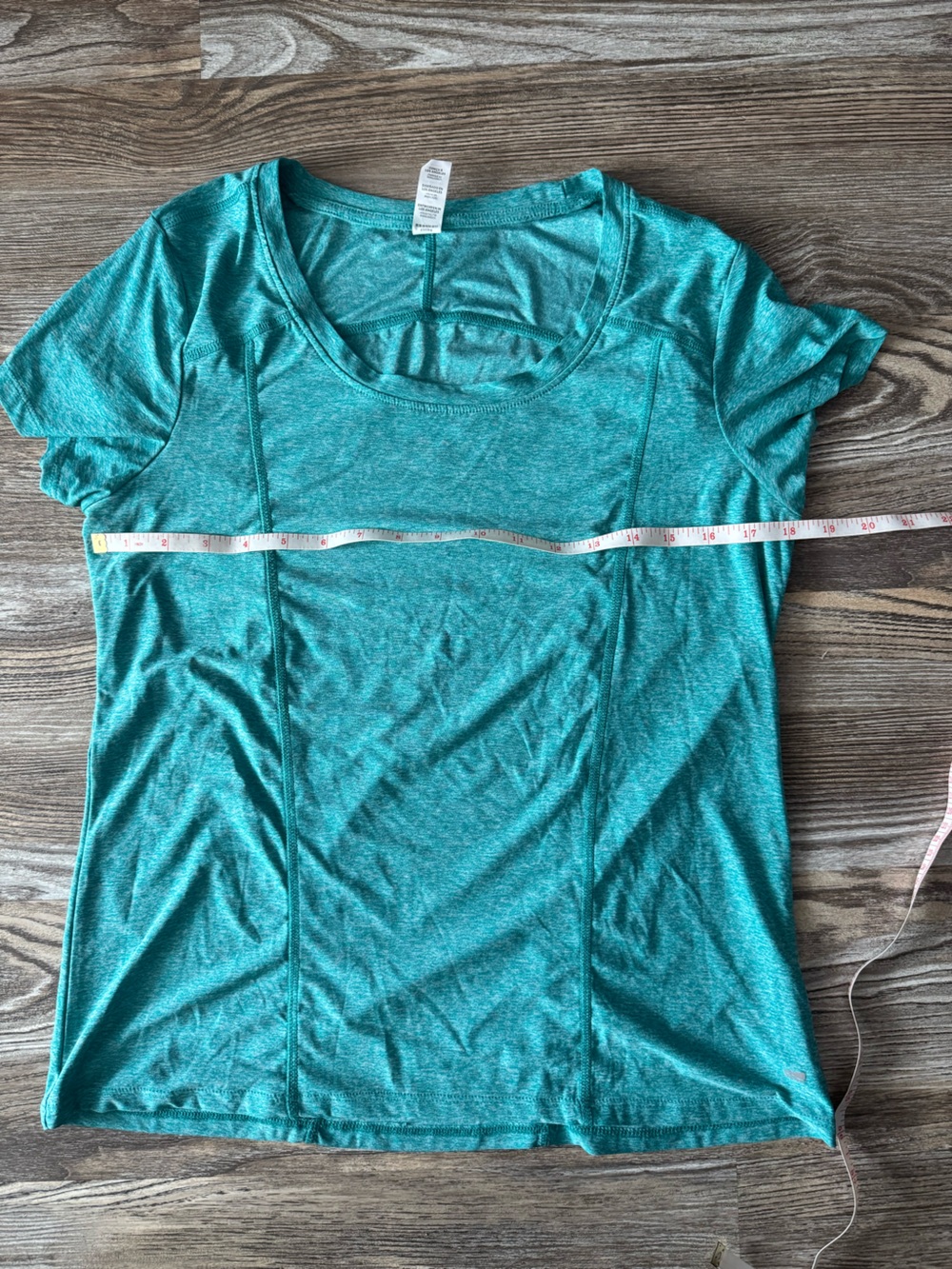 Marika Teal Heather Scoop Neck Short Sleeve Top workout gear